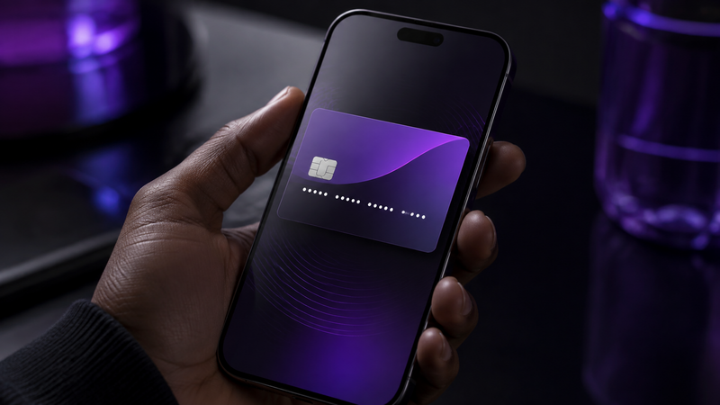 Virtual card on a phone screen